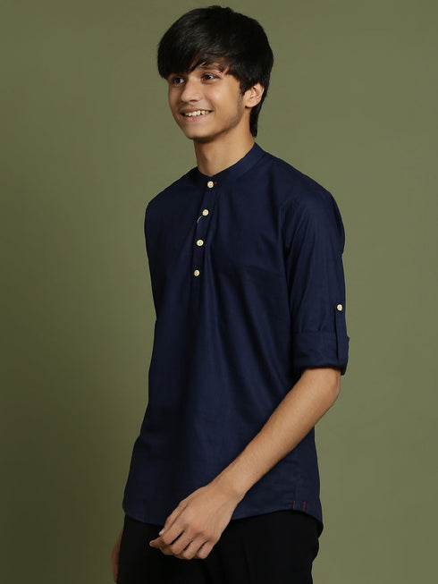 Vastramay Boys Navy Blue Short Kurta