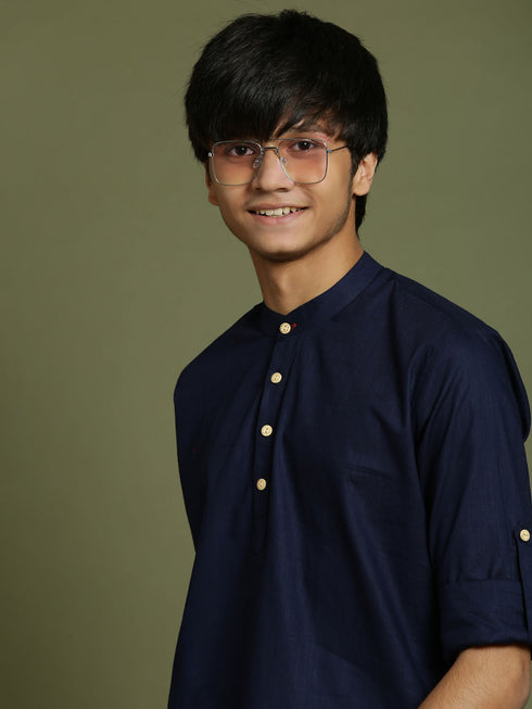 Vastramay Boys Navy Blue Short Kurta