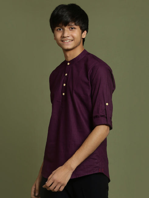 Vastramay Boys Purple Short Kurta