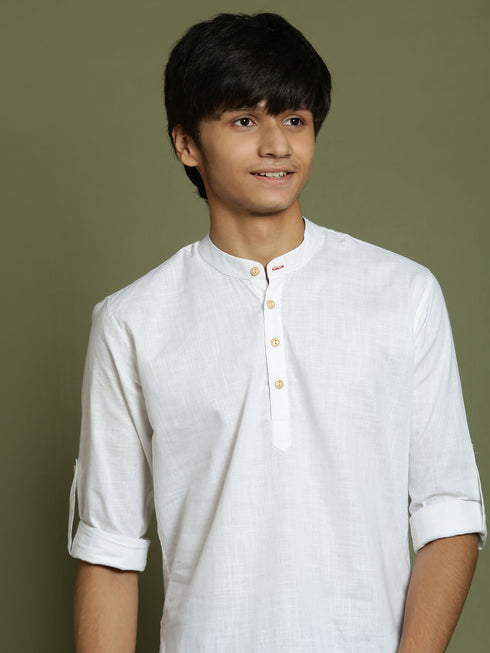 Vastramay Boys White Short Kurta