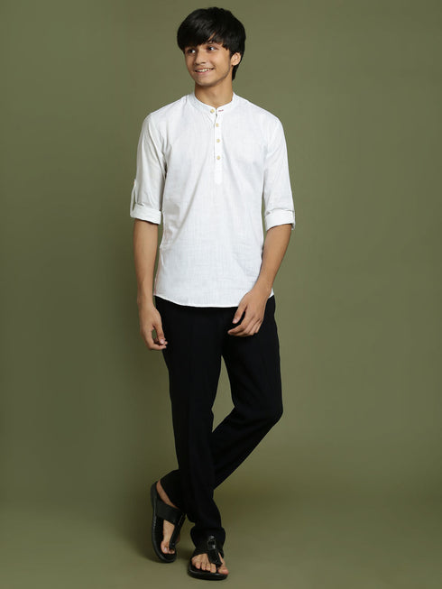 Vastramay Boys White Short Kurta