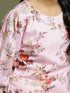 Yuva VASTRAMAY Girls Pink Floral Printed Kurta With Cream Pant Set