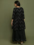 Vastramay Girl's Black Mirror Work Flared Kurta And Long Skirt Set
