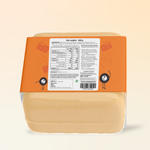 Nourish You Plant based cheddar cheese block | 200 gm