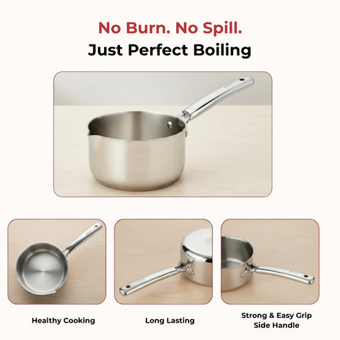 Vinod Doniv Titanium Triply Stainless Steel Milk Pan 14 cms Capacity 1.00 Liter