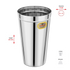 Vinod Stainless Steel Jumbo Lassi Glass Set of 2 650 ml with Food Grade Stainless Steel Mirror Finish Rust Free Dishwasher Safe