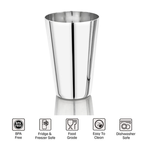 Vinod Stainless Steel Plain Glass Set of 6 350 ml Highest Grade Steel Rust Free Long Lasting and Durable Easy to Clean Dishwasher Safe