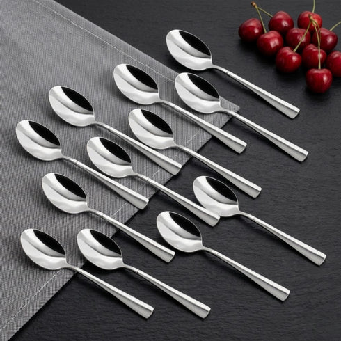 Vinod Aero Stainless Steel Baby Spoon Set of 12 Piece Heavy Gauge Steel Mirror Finish Rust Free Tough Strong and Durable