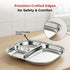 Vinod Stainless Steel 3 Compartment Plate with Round Edges Pav Bhaji Plates Idli Sambhar Breakfast Plate Lunch Dinner Plate Pack of 2