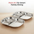 Vinod Stainless Steel 3 Compartment Plate with Round Edges Pav Bhaji Plates Idli Sambhar Breakfast Plate Lunch Dinner Plate Pack of 2