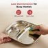 Vinod Stainless Steel 3 Compartment Plate with Round Edges Pav Bhaji Plates Idli Sambhar Breakfast Plate Lunch Dinner Plate Pack of 2
