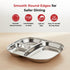 Vinod Stainless Steel 3 Compartment Plate with Round Edges Pav Bhaji Plates Idli Sambhar Breakfast Plate Lunch Dinner Plate Pack of 2