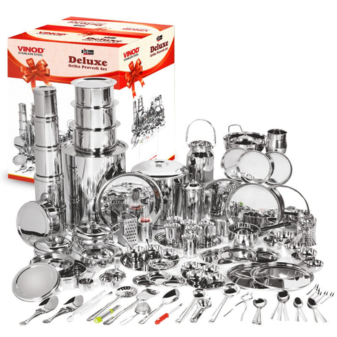 Vinod 121 Pieces Deluxe Griha Pravesh Set a Grand Gifting Collection for Weddings Anniversaries and Special Auspicious Occasions