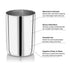 Vinod Stainless Steel Amrapali Glass Set of 6 with High Grade Stainless Steel Mirror Finish Tough and Strong Dishwasher Safe 7.5 Inch