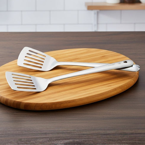 Vinod Stainless Steel Basting Slotted Turner Cooking Palta Set of 2 34 cm High Quality Stainless Steel Rust Free Dishwasher Safe No 5