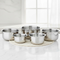 Vinod Stainless Steel Claro Hammered Tope Patila Set of 5 Capacity 900 ml 1.8 Liter 3 Liter 4.6 Liter and 6.3 Liter