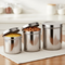 Vinod Stainless Steel Deep Dabba Set of 3 350 ml 500 ml and 750 ml in Heavy Gauge Steel Airtight Lids Mirror Finish Rust Free