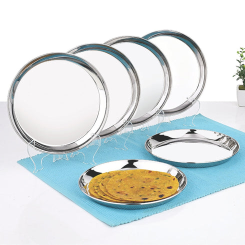 Vinod Stainless Steel Kanchan Bogi Dish Set of 6 18 cm Serving Dish Snack Plate High Grade Stainless Steel Mirror Finish and Rust Free