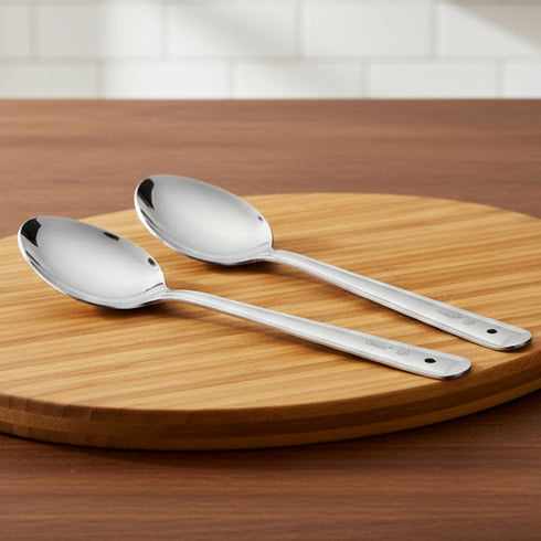 Vinod Stainless Steel Serving Paan Cooking Spoon Set of 2 34 cm Highest Grade Stainless Steel Mirror Finish Rust Free No 5