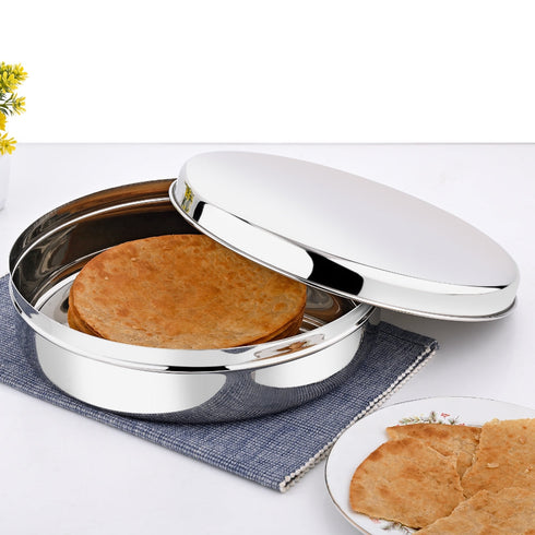 Vinod Stainless Steel Papad Dabba with Mirror Finish Tough and Strong Build Rust Free Easy to Clean and Dishwasher Safe 9.5 Inch No 14