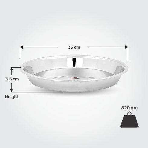 Vinod Stainless Steel Parat with Highest Grade Steel Tough and Strong Build Mirror Finish and Rust Free No 16