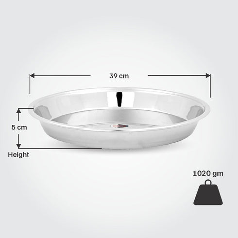 Vinod Stainless Steel Parat with Highest Grade Steel Tough and Strong Build Easy to Clean and Rust Free No 18