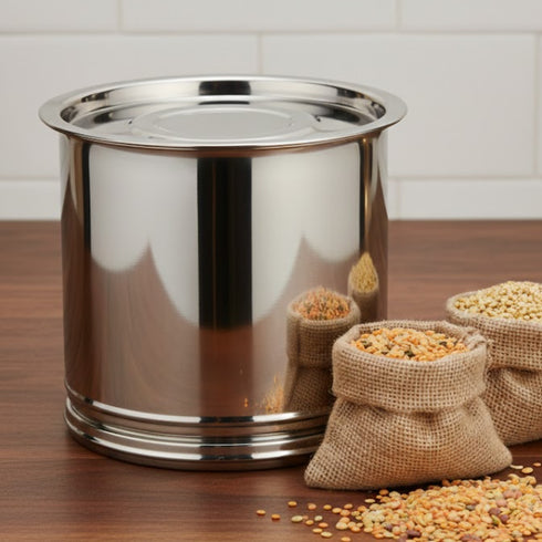 Vinod Stainless Steel Pawali Capacity 30 Litre with Heavy Duty Steel Body Shiny Finish Rust Free Finish and Easy to Clean Surface No 18