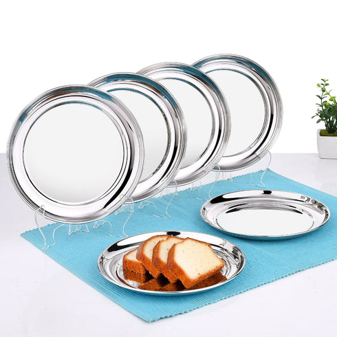 Vinod Stainless Steel Rajbhog Dish Set of 6 18 cm Salad Plate Snack Plate Highest Quality Stainless Steel Mirror Finish Rust Free