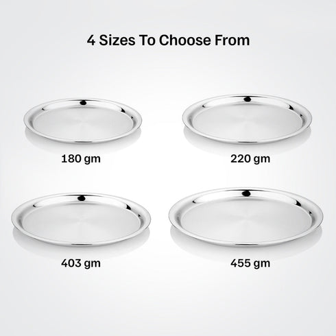 Vinod Stainless Steel Two Tone German Bogi Plate Set of 6 31 cm Lunch Plate Dinner Plate Highest Stainless Steel Mirror Finish