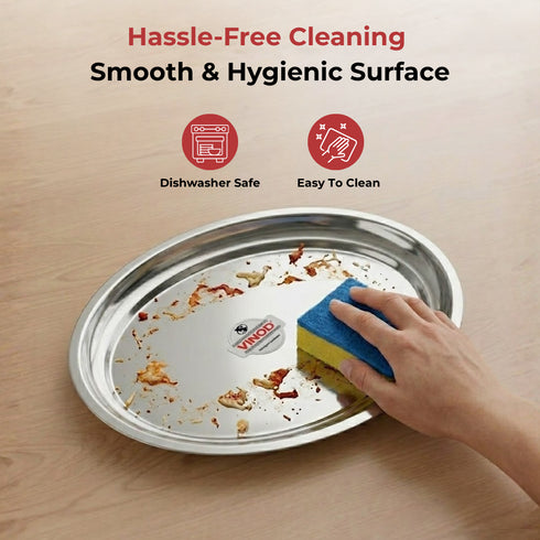 Vinod Stainless Steel Oval Rice Tray with Highest Grade Stainless Steel Mirror Finish Rust Free Tough and Durable Easy to Clean