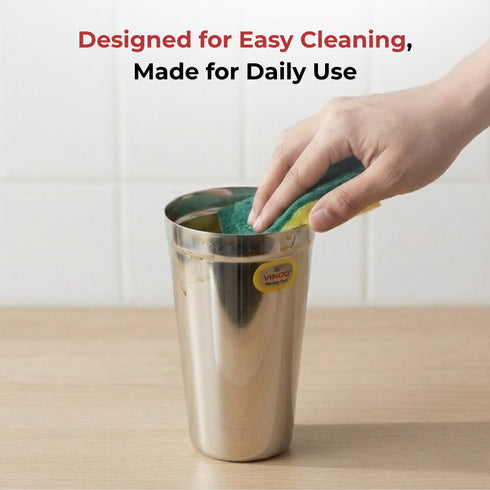 Vinod Stainless Steel Jumbo Lassi Glass Set of 2 650 ml with Food Grade Stainless Steel Mirror Finish Rust Free Dishwasher Safe