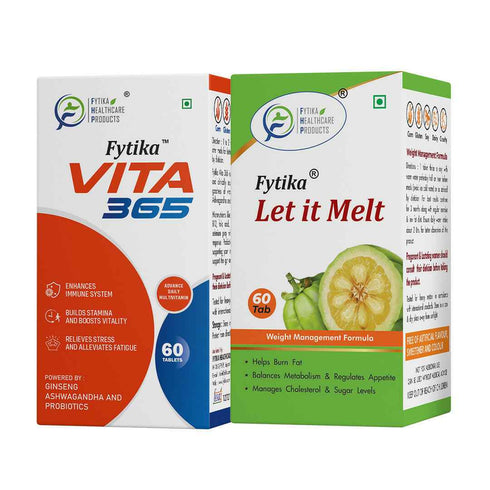Fytika Healthcare Products Fytika Vita 365 and Let it Melt Boosts Energy Aids Digestion Weight Loss For Men Women 60 Tablets Each