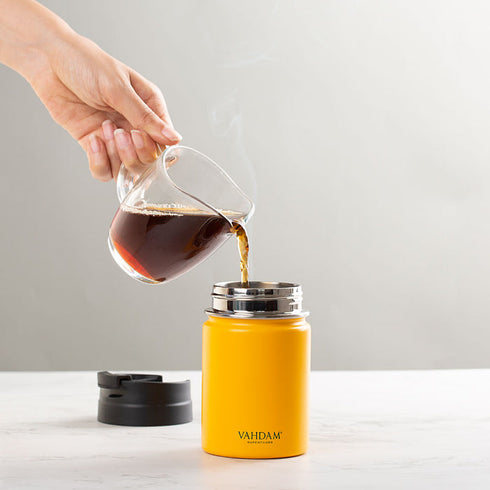 Vahdam Tea Vitality Flip Bottle Insulated Yellow