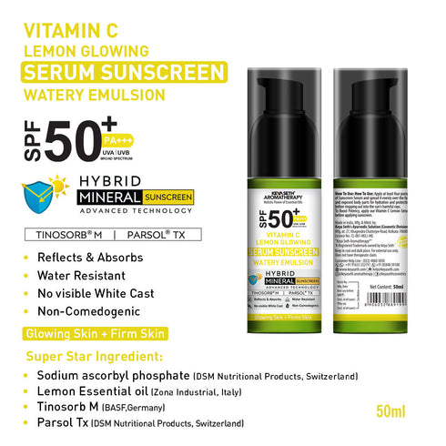 Keya Seth Aromatherapy Vitamin C Lemon Glowing Serum Mineral Sunscreen, SPF 50 PA+++