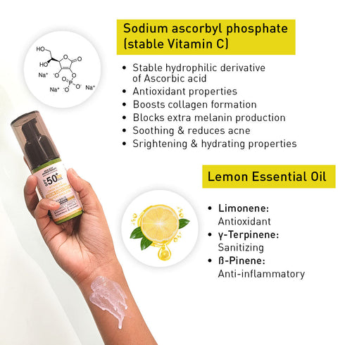 Keya Seth Aromatherapy Vitamin C Lemon Glowing Serum Mineral Sunscreen, SPF 50 PA+++