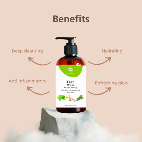Natuur Moisturising Face Wash for Dry Skin Vitamin E, Aloe, Sandalwood & Rosemary