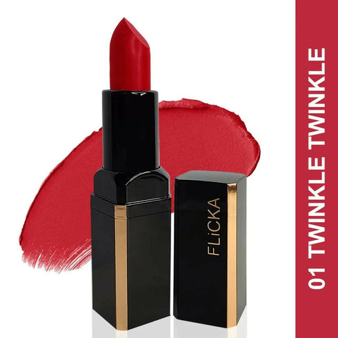 FLiCKA Lip Poetry Matte Lipstick Shade 01 Twinkle Twinkle | Crimson Red