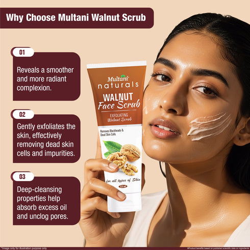 Multani Pharmaceuticals Limited Multani Naturals Exfoliating Walnut Face Scrub For Removes balckheads Help to remove dead skin cells