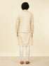 Manyavar Soft Beige Self Patterned Nehru Jacket