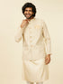 Manyavar Soft Beige Self Patterned Nehru Jacket