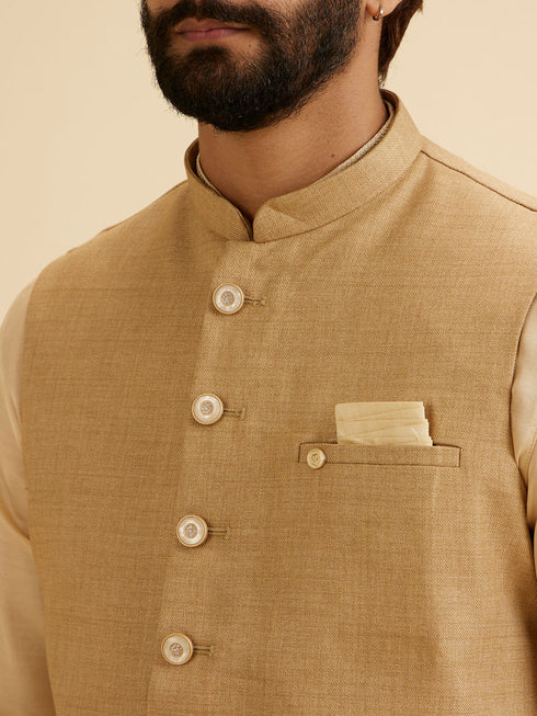 Manyavar Classy Fawn Nehru Jacket