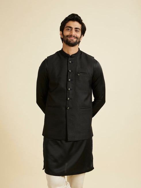 Manyavar Black Extravaganza Nehru Jacket
