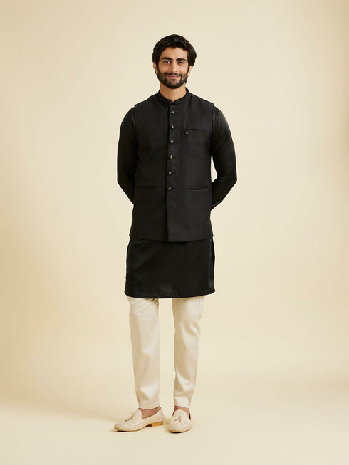 Manyavar Black Extravaganza Nehru Jacket