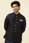 Manyavar Dark Blue Self Embossed Wear Jacket