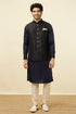 Manyavar Dark Blue Self Embossed Wear Jacket