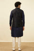 Manyavar Dark Blue Self Embossed Wear Jacket