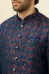Manyavar Navy Blue Floral Patterned Half Jacket