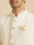Manyavar Ivory Cream Classic Plain Nehru Jacket