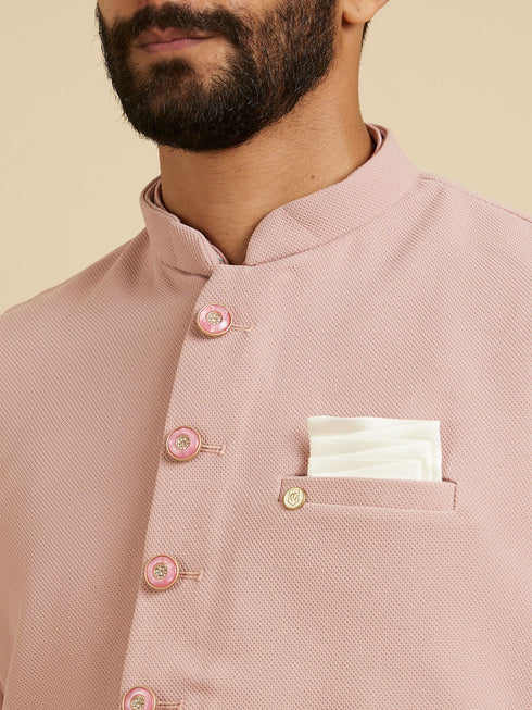 Manyavar Dusty Pink Classic Plain Nehru Jacket
