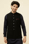Manyavar Midnight Black Textured Jacket